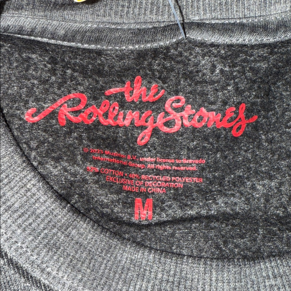 The Rolling Stones Charcoal Sweatshirt with Red Logo size Medium NWT - Picture 4 of 8
